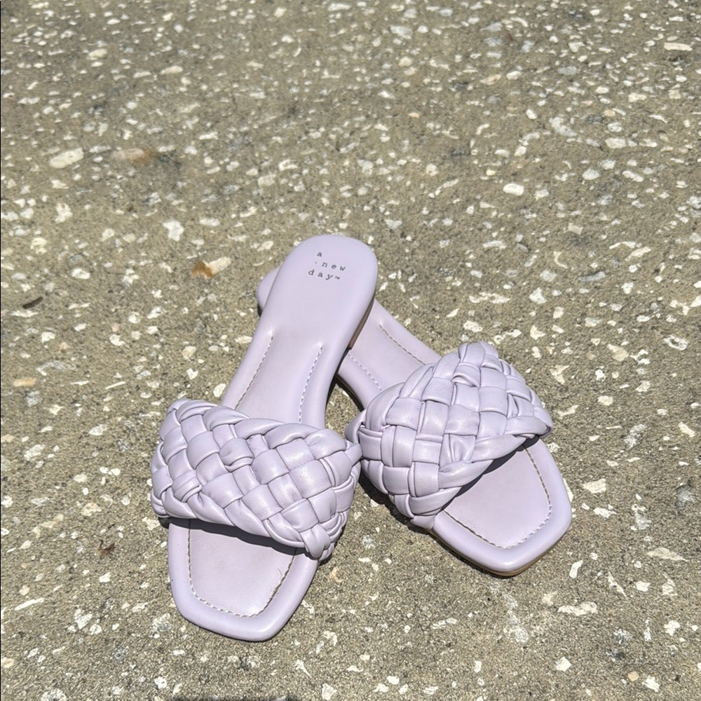 A New Day Women's Lilac Woven Slide Sandals